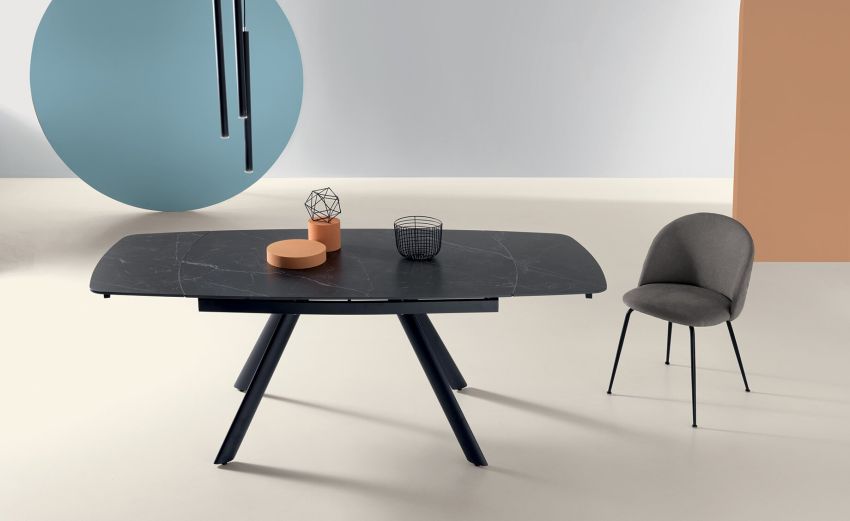 Eliseo tavolo allungabile nero--Nero-Pietra-76 cmx140 cm