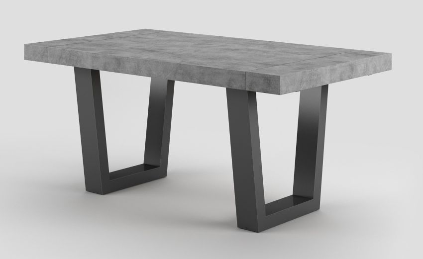 Dual tavolo in pannello nobilitato colore cemento scuro L160/260 cm-Le braccia di allungamento in legno di faggio-Grigio scuro-Nobilitato-76 cmx160 cm