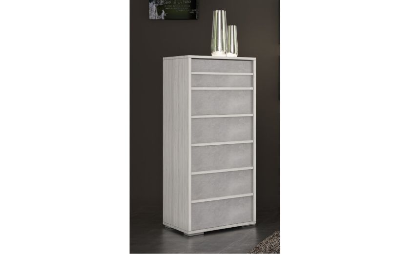 Lorena settimino 6 cassetti legno bianco e cemento-In pannello ecologico certificato-Cemento-Pannello ecologico-120 cmx51 cm Lorena settimino 6 cassetti legno bianco e cemento-In pannello ecologico certificato-Cemento-Pannello ecologico-120 cmx51 cm