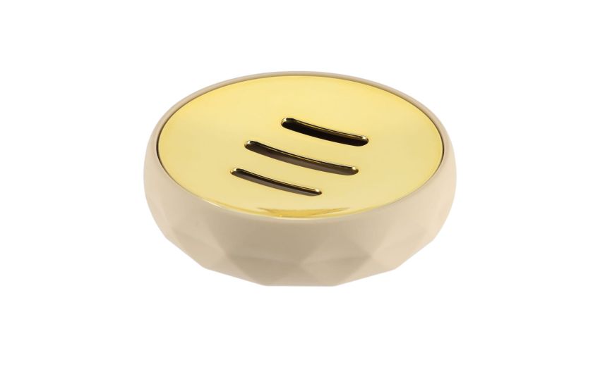 Chic portasapone beige e oro a rombi Ø10 Chic portasapone beige e oro a rombi Ø10