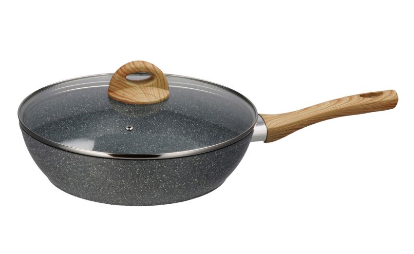 Padella con coperchio Stone Cook per induzione Ø28 cm-Antiaderente-Grigio Padella con coperchio Stone Cook per induzione Ø28 cm-Antiaderente-Grigio