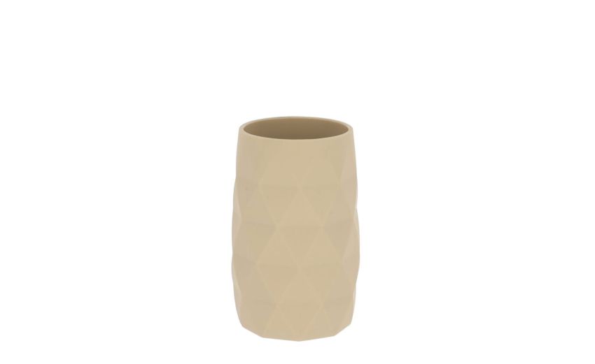 Chic bicchiere bagno in resina beige- -Beige-Poliresina