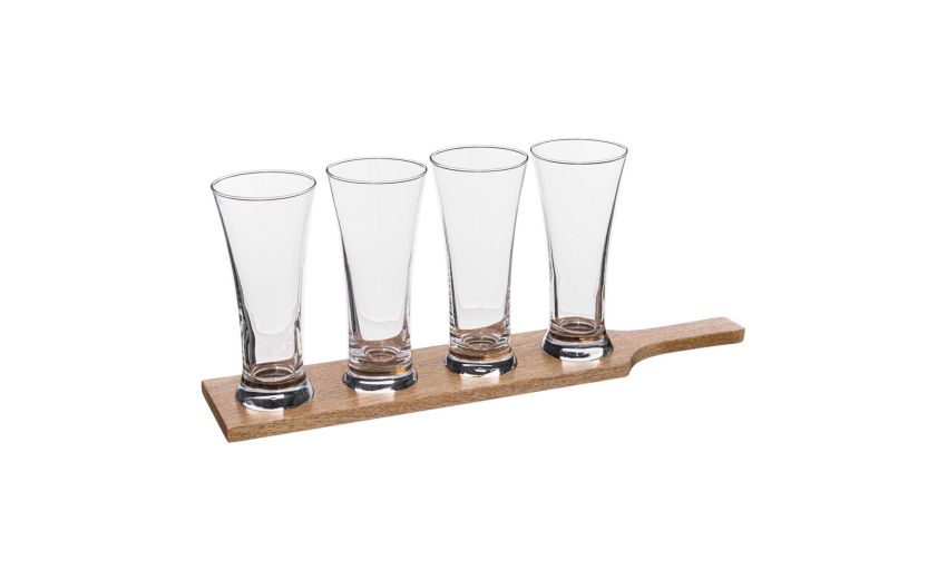 Victor set 6 bicchieri birra con vassoio in legno- -Legno naturale-Legno-46 cmx18 Victor set 6 bicchieri birra con vassoio in legno- -Legno naturale-Legno-46 cmx18