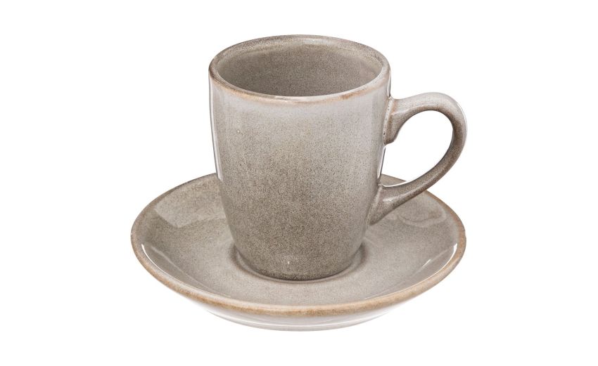 Callie tazzina in gres beige 90 ml con piattino--Beige-Gres