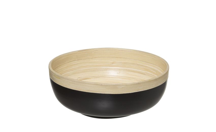 Insalatiera in bamboo base nera Ø20 cm- -Nero-Bamboo