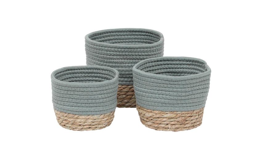 Tondo cesta in vimini e cotone verde Ø17x14 cm - -Verde-Fibra naturale Tondo cesta in vimini e cotone verde Ø17x14 cm - -Verde-Fibra naturale
