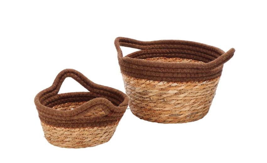 Lian cestino arredo in fibra naturale e cotone Ø16 x 11 cm---Cotone