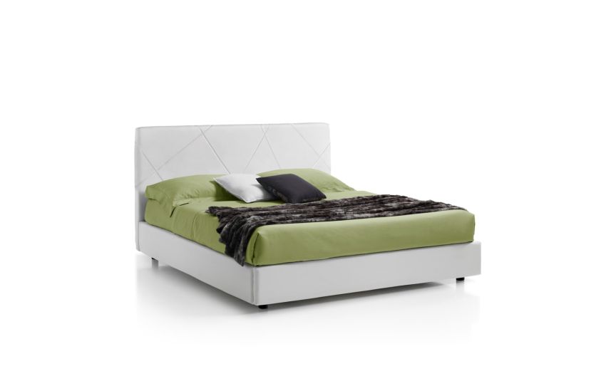 Tom letto matrimoniale contenitore bianco-In similpelle Tom letto matrimoniale contenitore bianco-In similpelle