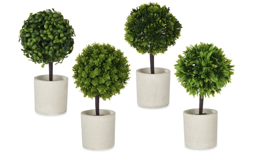 Albero verde in vaso in cemento h24 cm--Verde-Plastica