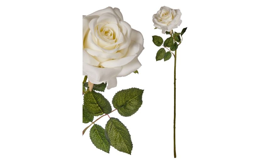 Rosa fiore artificiale bianco H65 cm- -Bianco-Plastica Rosa fiore artificiale bianco H65 cm- -Bianco-Plastica