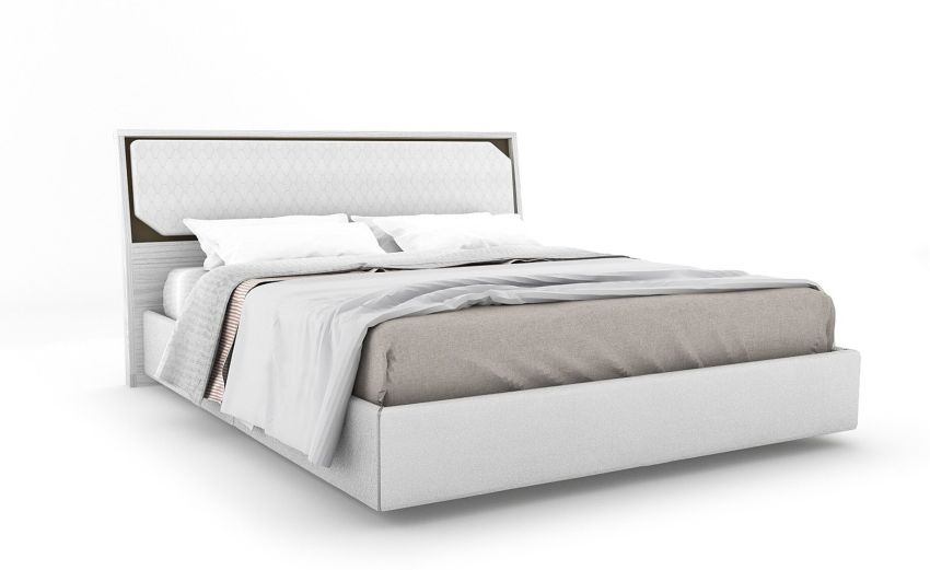Krizia letto matrimoniale contenitore bianco-In similpelle e pannello
