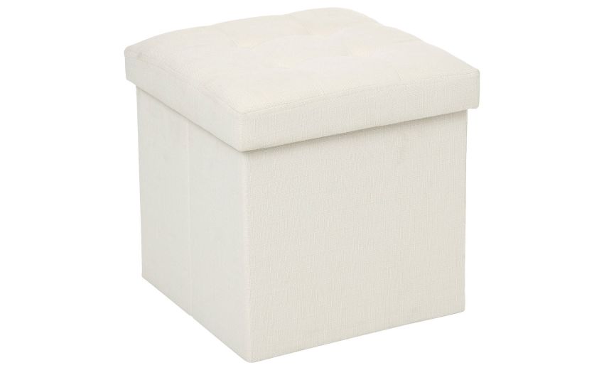 Lysandre pouf contenitore in mdf beige 40x40 cm- -Beige-Mdf-40 cmx40 cm