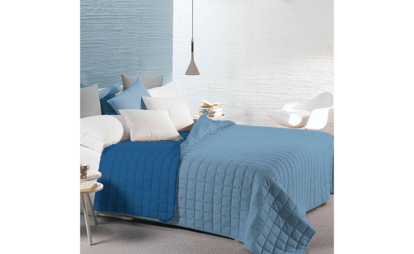 Bea trapuntino singolo bicolor azzurro ---100% Poliestere-Singolo