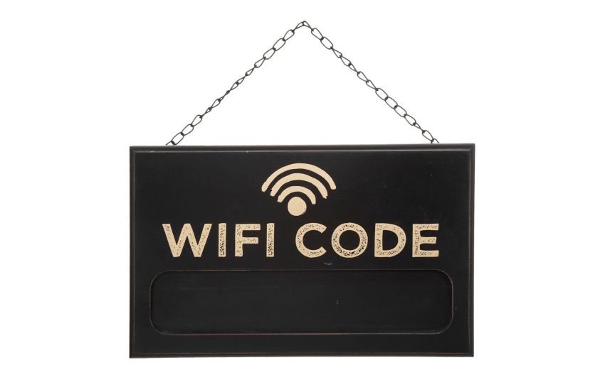 WiFi Code decorazione da appendere 35x22 cm- -Nero-Mdf-22 cmx35 cm