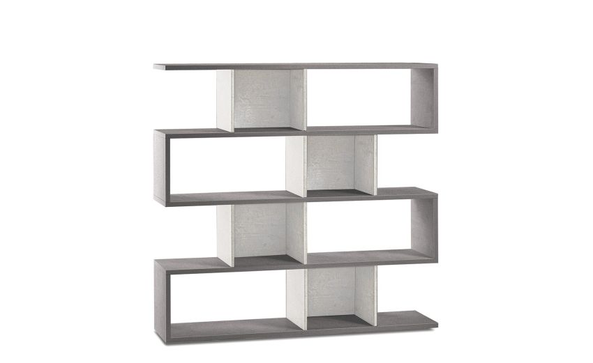 Book libreria a parete cemento/ossido bianco h144 cm--Bianco-Pannello melaminico-144 cmx150 cm