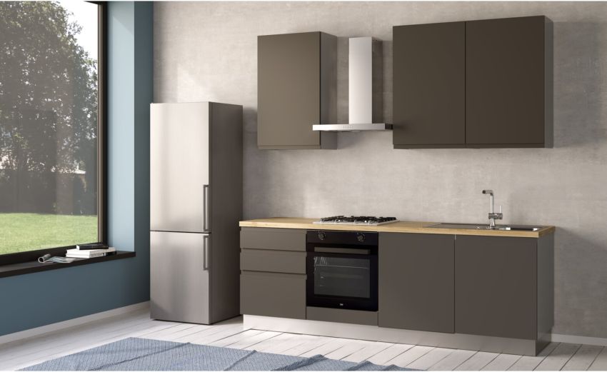 Iris cucina 240 cm colore grigio scuro-2 elettrodomestici--Melaminico Iris cucina 240 cm colore grigio scuro-2 elettrodomestici--Melaminico