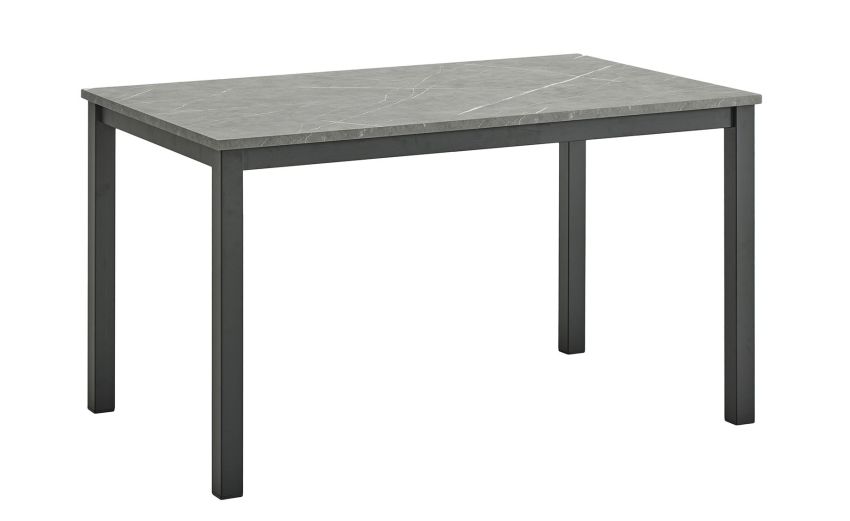 Ottawa tavolo allungabile nero opaco-Con piano in pannello melaminico pietra grigio-Grigio-Melaminico-76 cmx130 cm