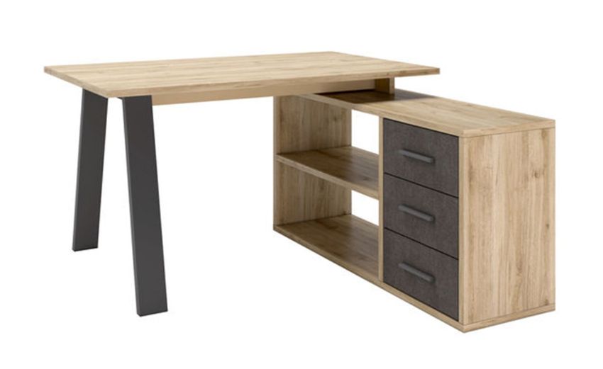 Beta scrivania angolare reversibile rovere scuro l 140 cm-3 cassetti