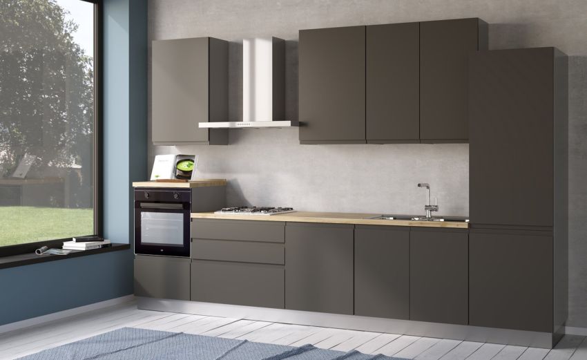 Iris cucina 360 cm colore grigio scuro -3 elettrodomestici--Melaminico Iris cucina 360 cm colore grigio scuro -3 elettrodomestici--Melaminico