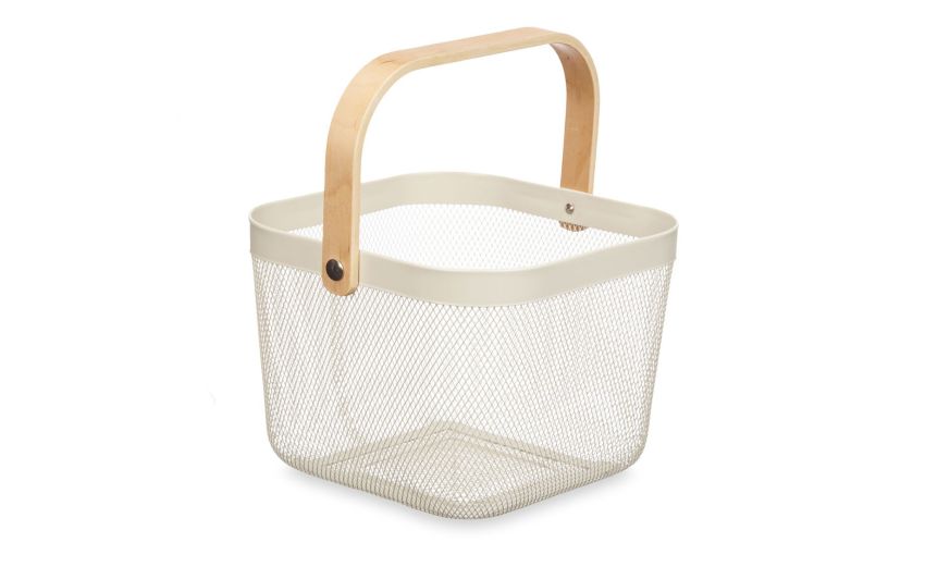 Cesto in rete quadrato bianco 26x26 cm --Bianco-Metallo-18 cmx26 cm Cesto in rete quadrato bianco 26x26 cm --Bianco-Metallo-18 cmx26 cm