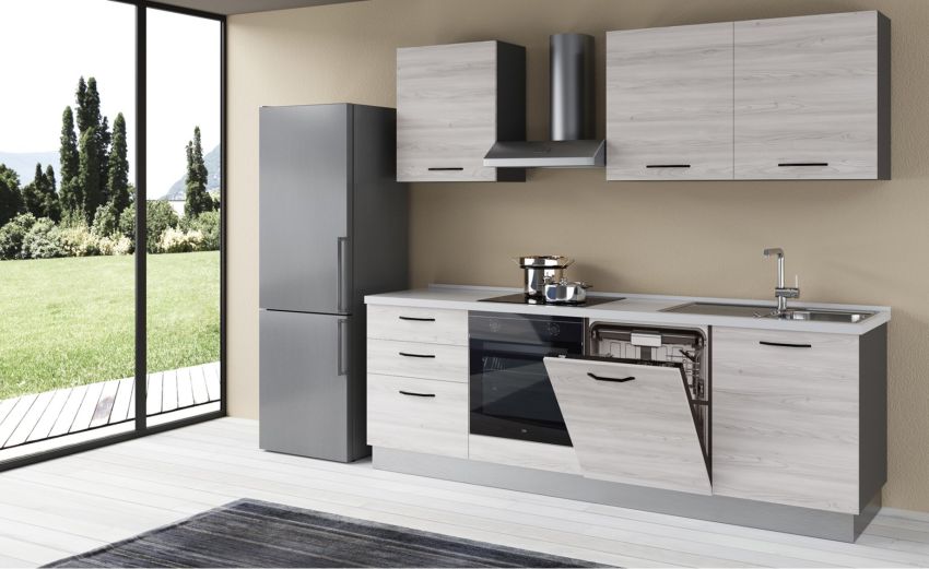 Gilda 2.0 cucina 300 cm colore frassino ghiaccio-4 elettrodomestici