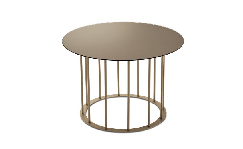 Chic tavolino rotondo Ø 60 metallo beige e piano bronzo--Bronzo-Metallo-40 cmx60 cm