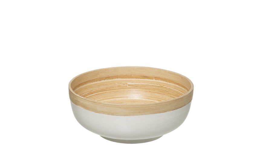 Insalatiera in bamboo base bianca Ø20 cm- -Bianco-Bamboo