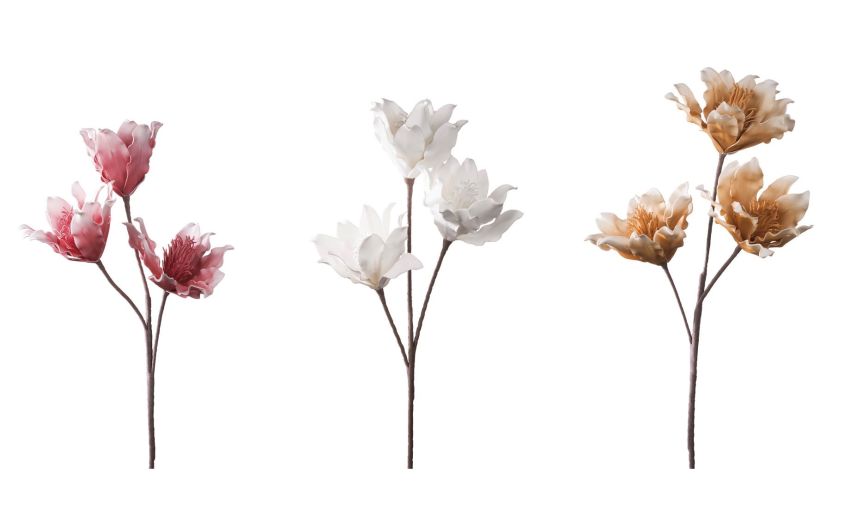 Flowers ramo 3 fiori artificiali H93 cm- --Plastica