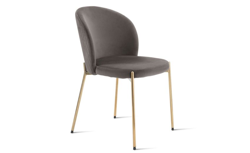 Gold sedia in velluto grigio scuro-Struttura in metallo dorato-Grigio scuro-Velluto-80 cmx55 cm