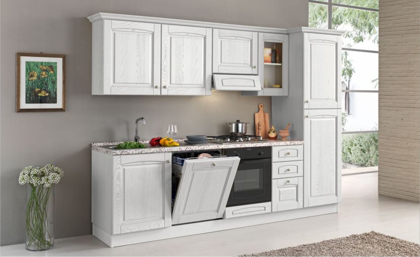 Adele cucina 293 cm colore bianco -4 elettrodomestici-Bianco-Pannello-222 cmx293 cm