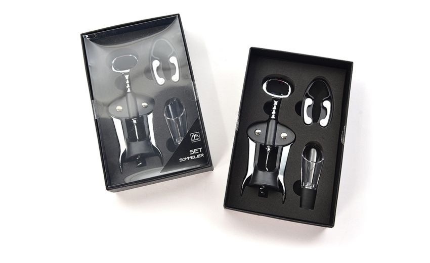 Set sommelier 3 pezzi acciaio --Grigio-Acciaio