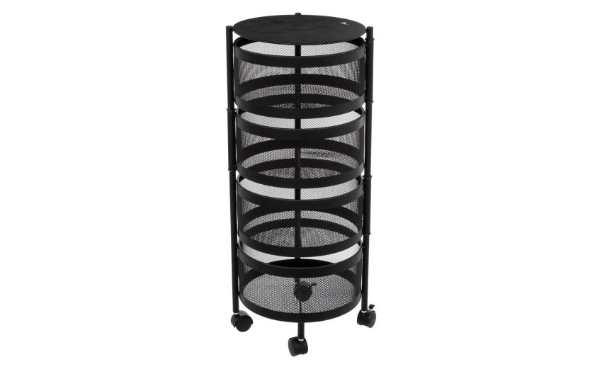 Rond carrello 4 ripiani con ruote metallo nero- -Nero-Metallo-76 cmx33 cm Rond carrello 4 ripiani con ruote metallo nero- -Nero-Metallo-76 cmx33 cm