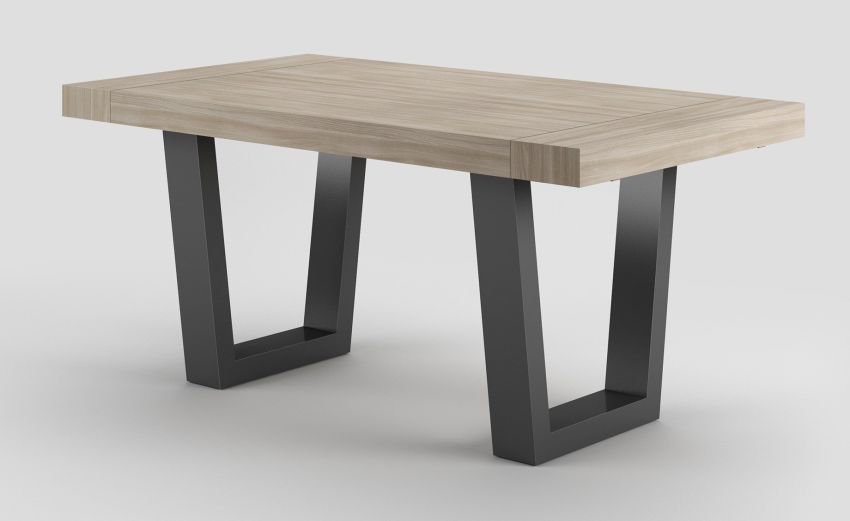 Dual tavolo in pannello nobilitato colore olmo L140/220 cm-Le braccia di allungamento in legno di faggio-Legno chiaro-Nobilitato-76 cmx140 cm