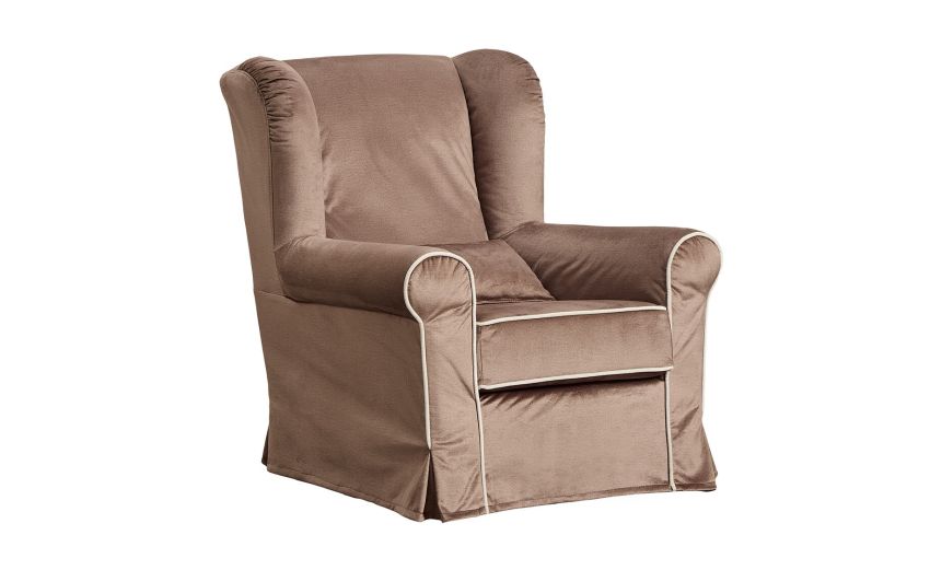 Vienna poltrona in tessuto tortora con bordini a contrasto-Sfoderabile-Tortora-Tessuto-100 cmx88 cm