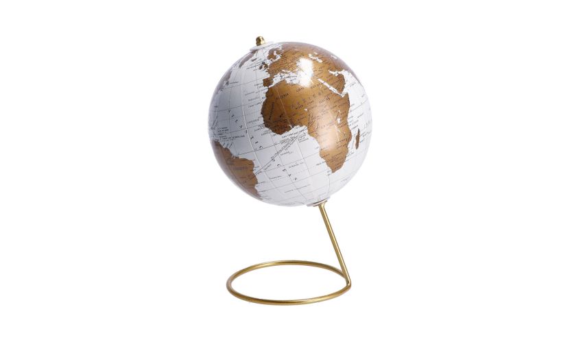 Globe mappamondo decorativo oro H26 cm--Oro-Plastica