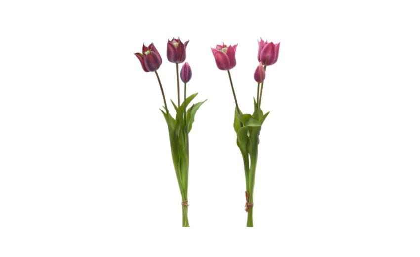 Mazzo 3 tulipani malva h48--Rosa-Plastica