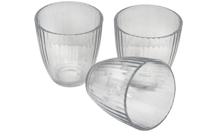 Linea set 3 bicchieri acqua in vetro trasparente- -Trasparente-Vetro