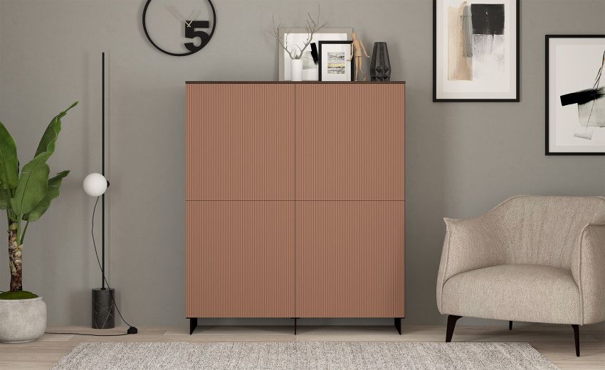 New York madia alta color teak e rame cannettato perlato --Rame-Pannello melaminico-139 cmx120 cm