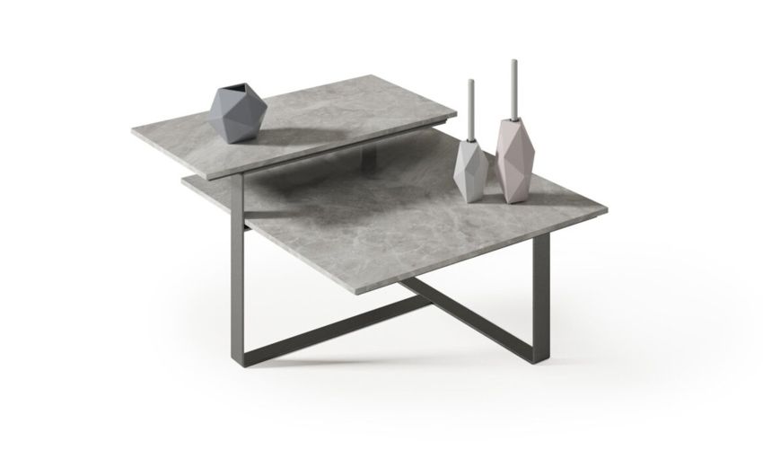Apple tavolino Dallia in gres porcellanato colore grey lucido--Grigio-Gres-38 cmx65 cm