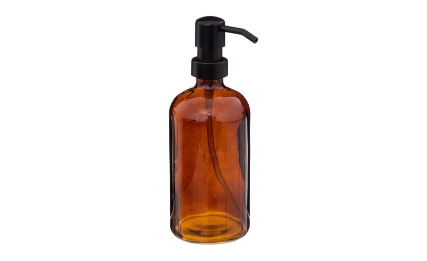 Dispenser sapone in vetro ambra 450 ml --Marrone-Vetro