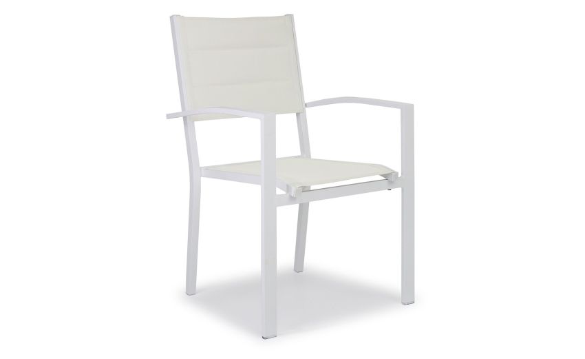 Strips sedia con braccioli in alluminio bianco-Impilabile-Bianco-Alluminio-88 cmx59 cm