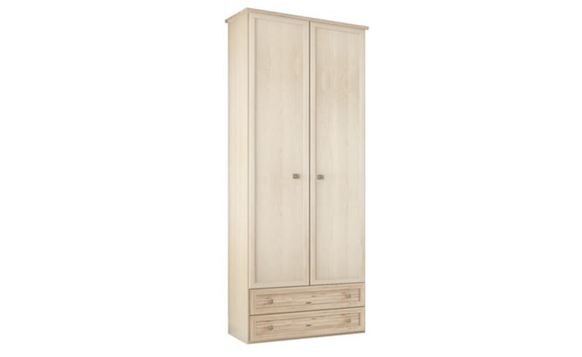 Susy armadio 2 ante battenti e 2 cassetti betulla-In pannello ecologico certificato-Legno naturale-Pannello ecologico-241 cmx88 cm