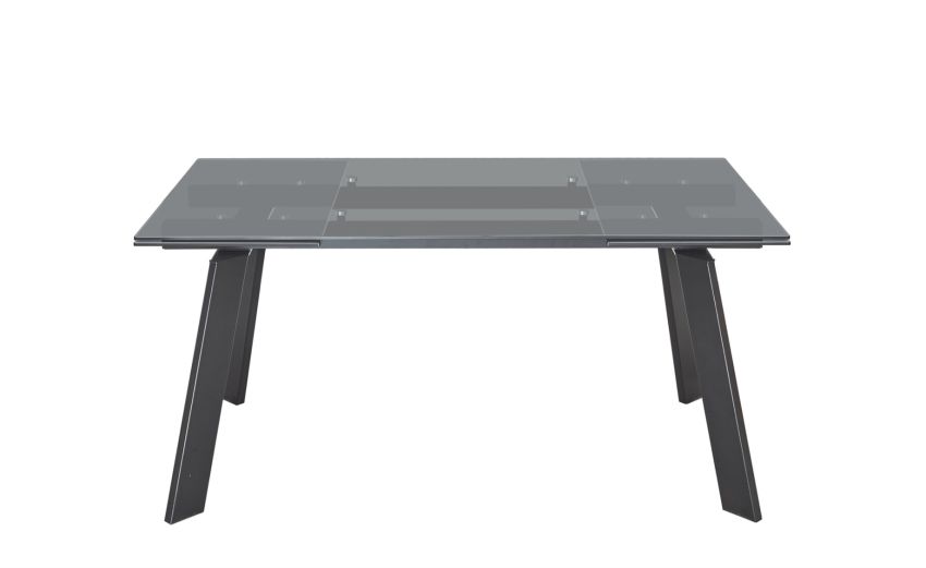 Boston tavolo allungabile nero opaco-Con piano in vetro fumè-Nero-Vetro-77 cmx160 cm