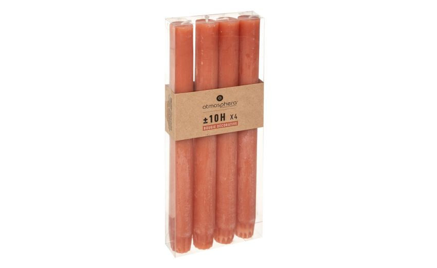 Rustic set 4 candele arancioni Ø2x24 cm- -Arancione-Cera Rustic set 4 candele arancioni Ø2x24 cm- -Arancione-Cera