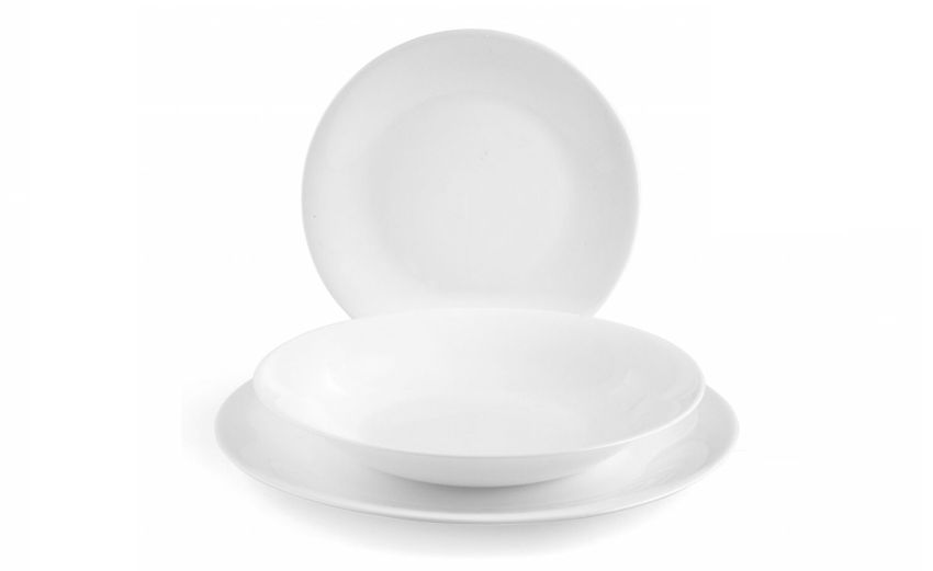 White Moon set piatti 18 pezzi bianco- -Bianco-Vetro