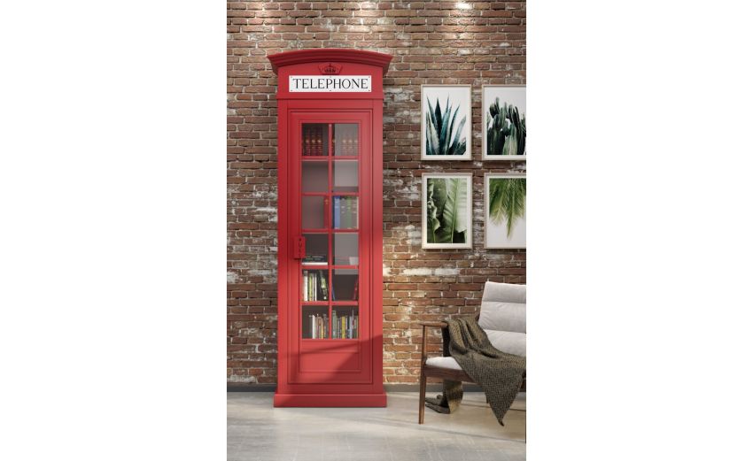 Street libreria in pannello rosso-1 anta vetro stile cabina londinese-Rosso-Pannello-215 cmx68 cm Street libreria in pannello rosso-1 anta vetro stile cabina londinese-Rosso-Pannello-215 cmx68 cm