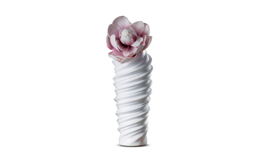 Polka vaso a spirale H32 cm in ceramica bianca- -Bianco-Ceramica
