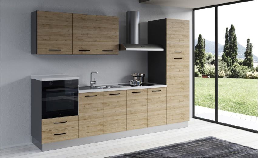 Gilda 2.0 cucina 300 cm colore rovere cadiz -3 elettrodomestici Gilda 2.0 cucina 300 cm colore rovere cadiz -3 elettrodomestici