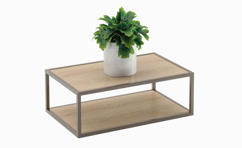Dover tavolino rettangolare in colore Rovere nodato/Brown-Misure L80xP50xH38 cm-Legno-Pannello-38 cmx80 cm