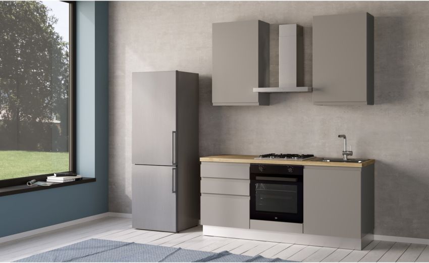 Iris cucina 180 cm colore grigio chiaro -2 elettrodomestici--Melaminico Iris cucina 180 cm colore grigio chiaro -2 elettrodomestici--Melaminico